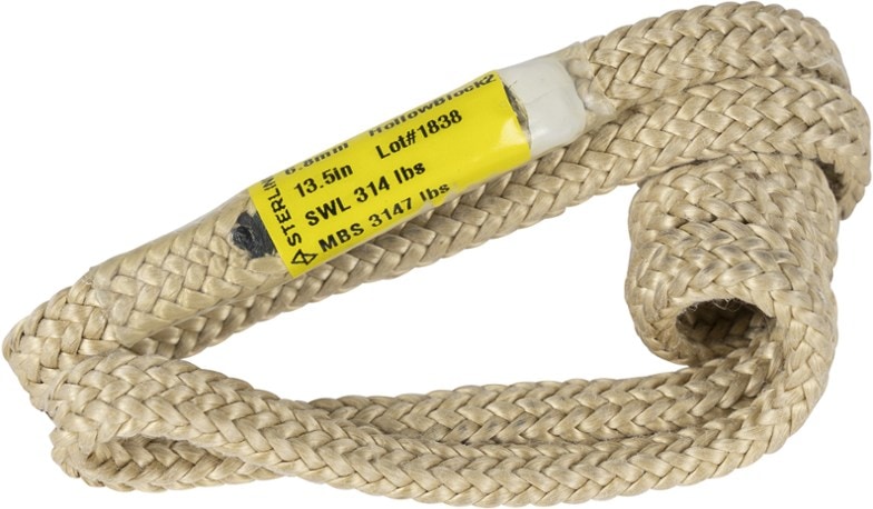 Sterling 6.8 mm HollowBlock2 loop showcasing its unique hollow-braid design for excellent gripping ability.