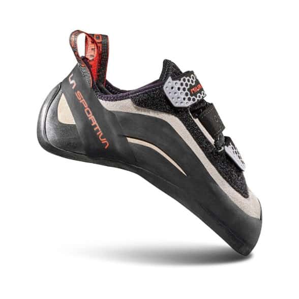 La Sportiva Women's Miura VS climbing shoes showcasing hook-and-loop closure and leather uppers.