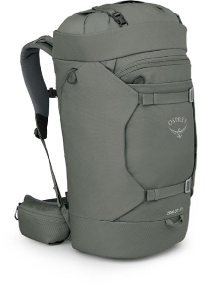 Zealot 45 backpack with climbing gear organized inside, showing compartments