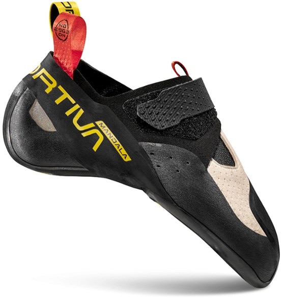 Side view of Mandala Precision Climbing Shoes highlighting their aggressive design.