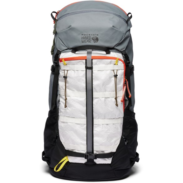 SummitPro 55L Mountaineering Backpack from the front, showcasing its durable design and adjustable straps.