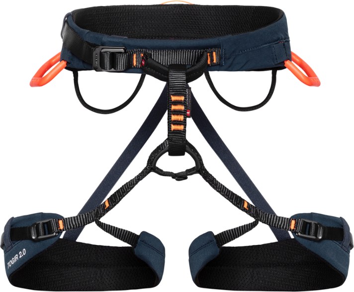 Mammut Togir 2.0 harness displayed with adjustable leg loops for optimal fit.