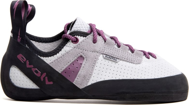 Elektra lace women's climbing shoes showcasing the leather upper and lace closure from the side.