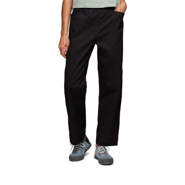 Front view of Black Diamond TrailFlex stretch pants women with elastic waist, ideal for climbing and hiking