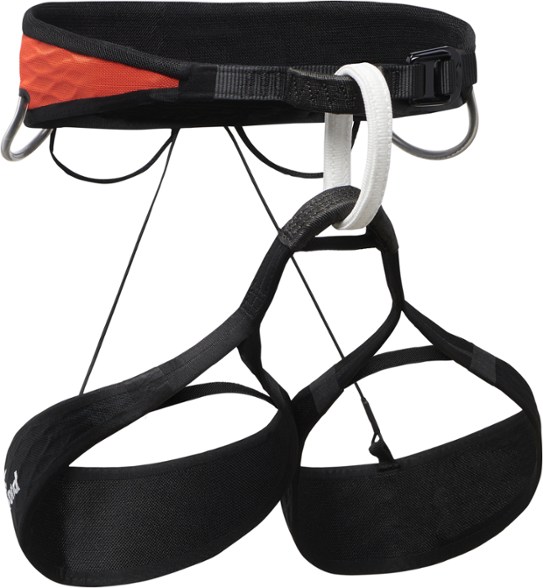 Front view of Black Diamond airNET Pro ultralight harness showing gear loops and breathable mesh