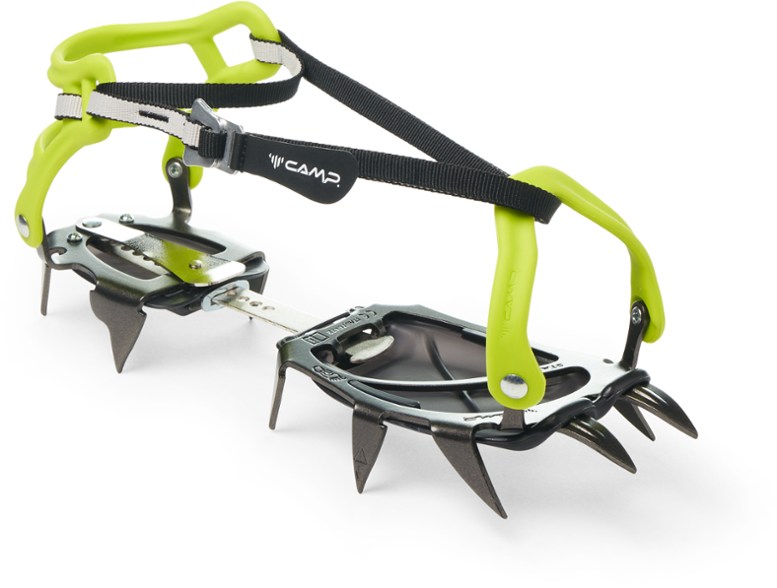 Close-up of Elite Universal Crampons showcasing the 12 points for traction.
