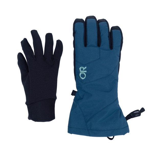 Close-up of women's 3-in-1 waterproof winter gloves showcasing the durable fabric and insulation.