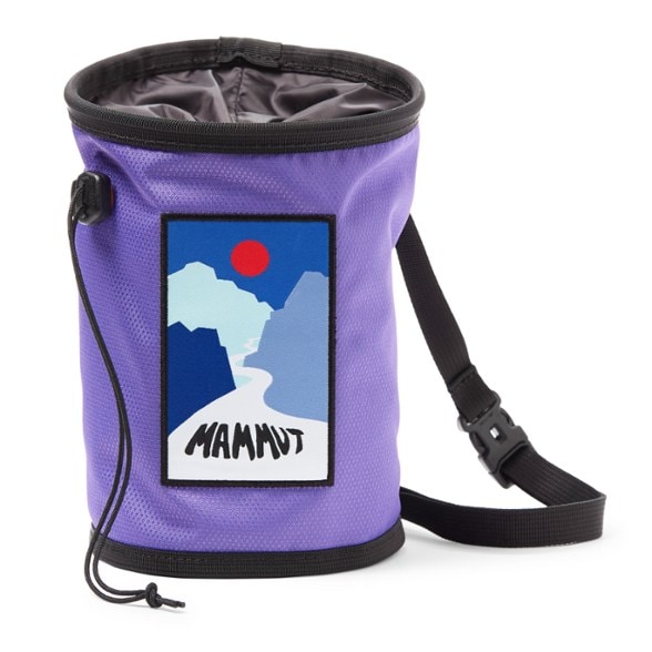 Front view of Mammut ProGrip chalk bag with smartphone pocket and brush holder
