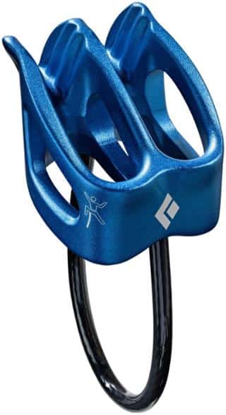 Black Diamond ATC-XP Lite belay device showcasing its lightweight design and high-friction grooves.