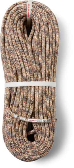 Close-up view of the eco-friendly climbing rope showcasing its unique texture and vibrant colors.