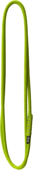 Metolius dynamic climbing sling on a rock face, showcasing its durability.