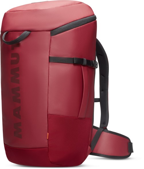 Mammut Neon 45L climbing backpack with rope bag feature shown from the side.