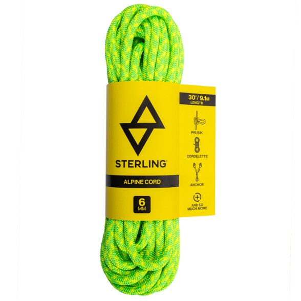 Sterling 6mm Alpine accessory cord coiled for climbing use.