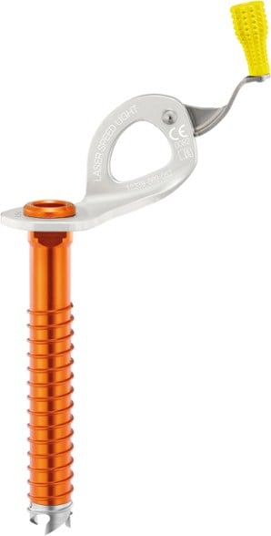 Petzl Laser Speed Light Aluminum Ice Screw with integrated crank on ice.
