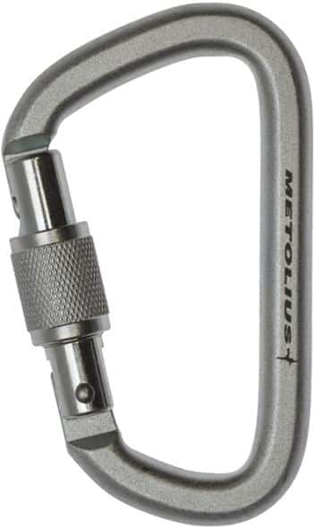 Metolius Heavy-Duty Screw Lock Carabiner from the side, showcasing its robust build and easy-grip design.