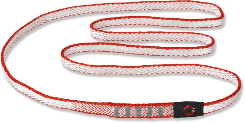 Mammut Dyneema climbing sling showing its lightweight design and narrow width for easy clipping.