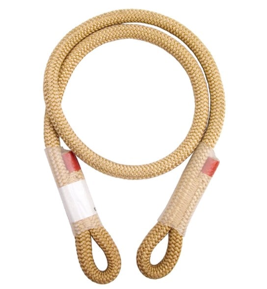 Close-up of the BlueWater 8 mm VT Prusik Rope Grab showcasing its nylon core and aramid sheath.
