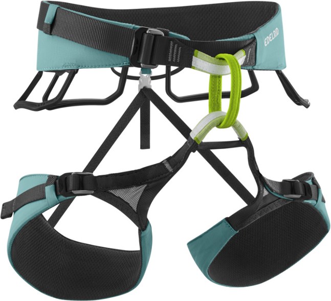 Side view of Edelrid harness showing gear loops and waist padding