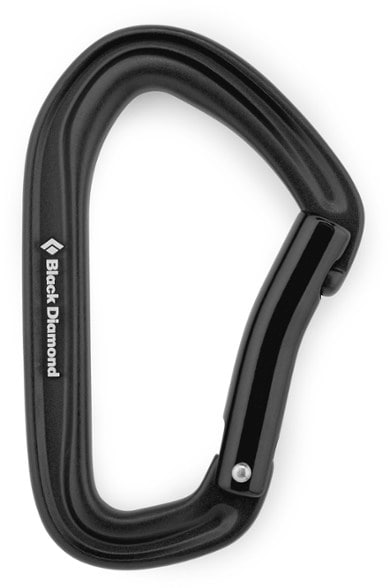 Close-up of HotForge bent gate carabiner showing lightweight hot-forged design and gate shape