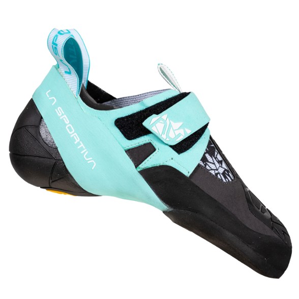 Skwama women's vegan climbing shoes from the side, highlighting the sleek design and rubber grip.