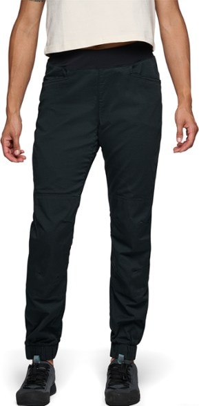 Elevated Comfort Women's High-Rise Climbing Pants showcased in a climbing gym setting.