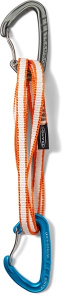 Close-up view of Trango Phase Matte Alpine quickdraw set showcasing carabiners and Dyneema sling.