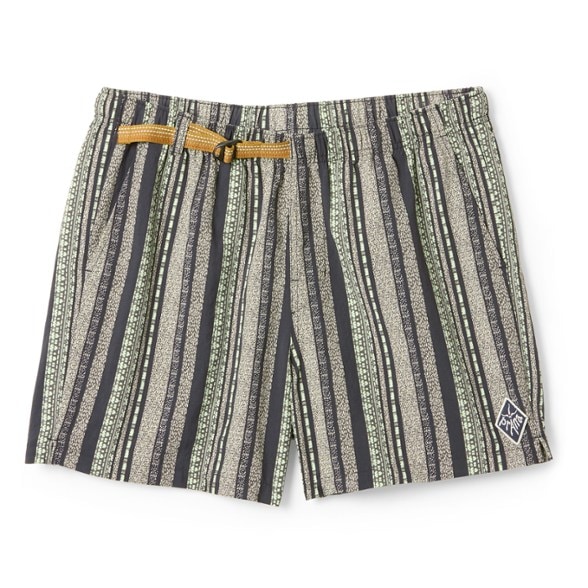 Front view of Retro Vibes Men's Quick-Dry Shorts on a beach