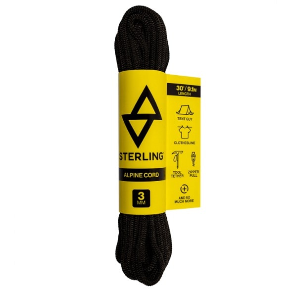 Close-up of Sterling Alpine 3mm Accessory Cord used as a tent guyline.