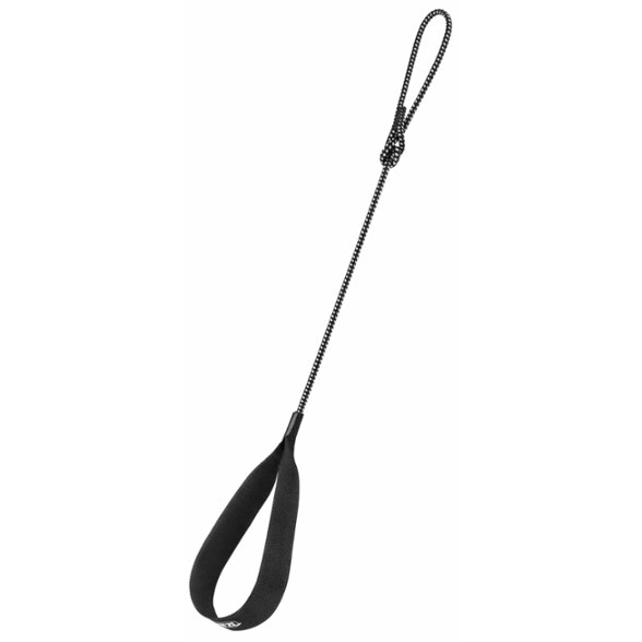 Petzl Ice Axe Leash Pro attached to an ice axe, showcasing its adjustable feature.