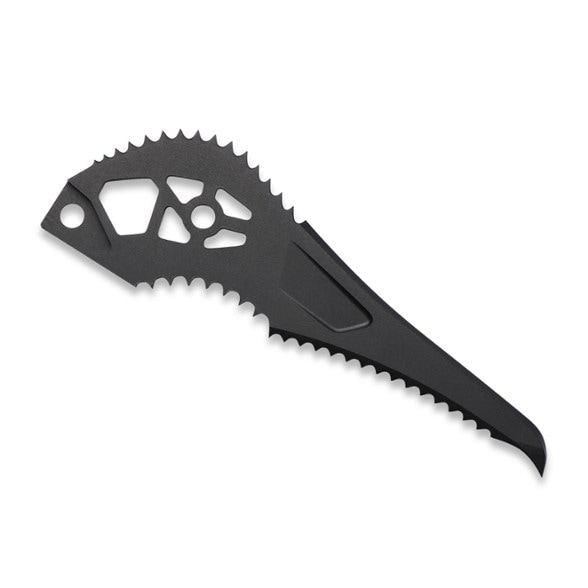 Close-up of the Precision Dry Tooling Pick showing its aggressive shape and hooked tip for steep terrain.