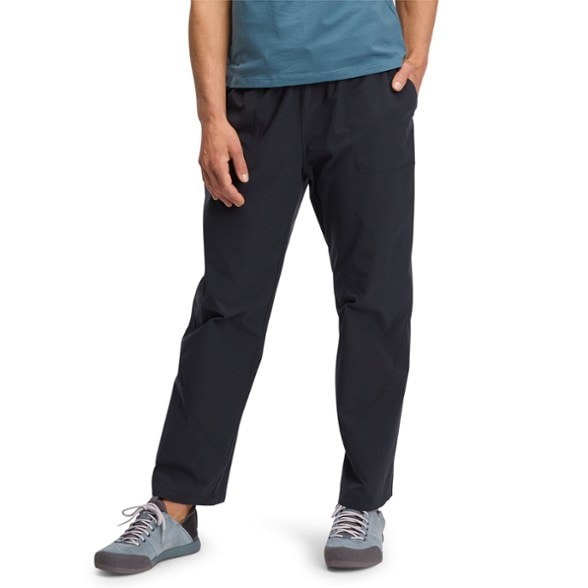 Close-up of the women's adventure pants showcasing the ripstop fabric and relaxed fit.