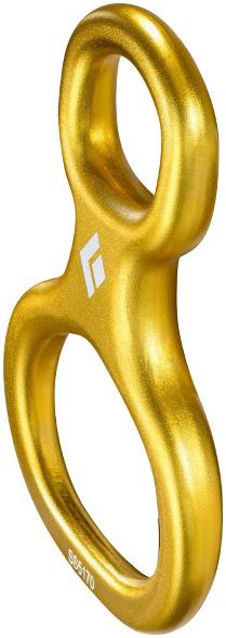 Black Diamond Super 8 belay device from the front view showcasing its dual-hole design.