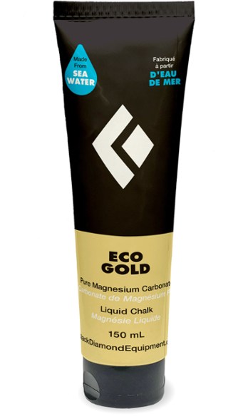 Eco-friendly liquid chalk bottle with a clear view of the product inside, perfect for climbers seeking better grip.