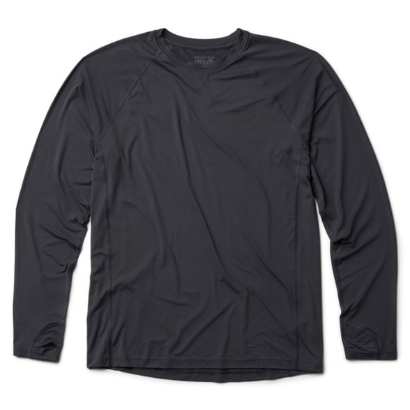 Front view of Crater Lake long sleeve hiking shirt showing UV protection features.