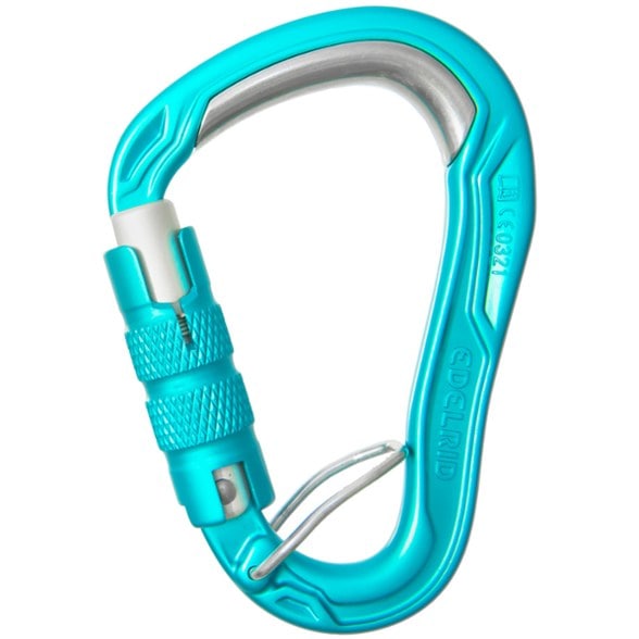Edelrid HMS Bulletproof Auto-Lock Carabiner in action during a climbing session.