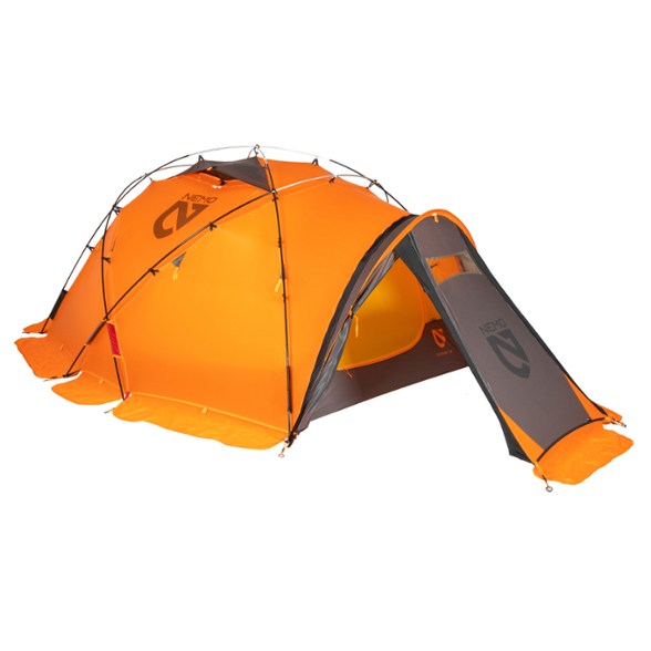Chogori 3P tent setup in a snowy landscape for mountaineering.