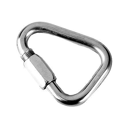 Petzl Triangular Screw Link from a side angle showcasing its robust design.