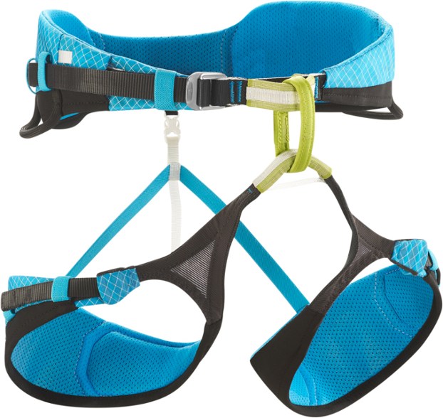 Front view of Helia Women's Climbing Harness with adjustable leg loops