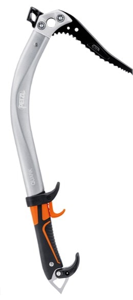 Petzl Quark ice climbing tool showing its hammer and pick design ideal for mixed climbing.