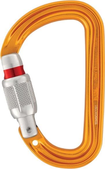 Petzl Sm'D screw-lock carabiner showcasing its H-shaped profile.