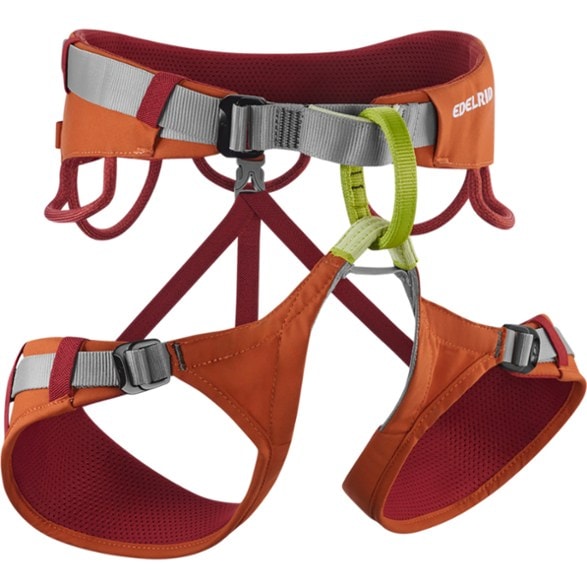 Edelrid Jay harness showcasing its butterfly waistbelt for climbing comfort.