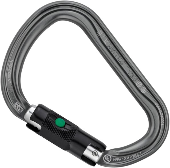 Petzl William Auto-Lock Carabiner showcasing ergonomic design and locking mechanism.