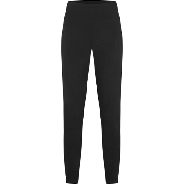 Front view of women's hiking pants with zip pockets, highlighting durable stretch fabric and tapered fit