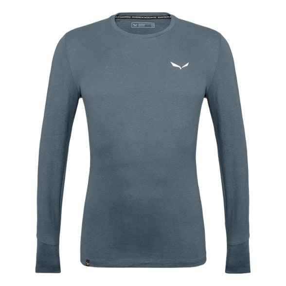 Front view of Alpine Adventure Hemp Long Sleeve Shirt for Men, highlighting its ergonomic design and eco-friendly fabric.