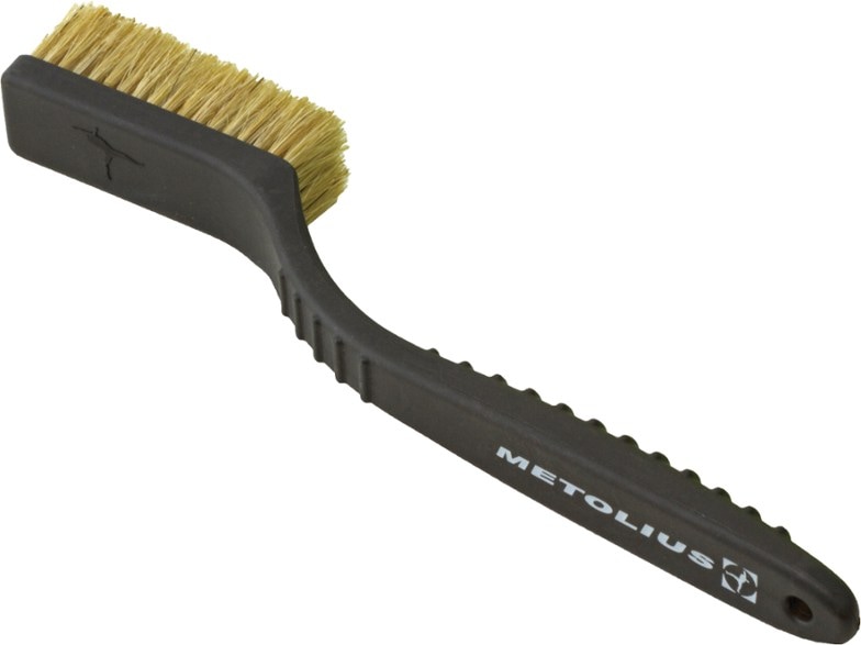 Razorback climbing brush showcasing its ergonomic handle and boar bristle bristles from the side.