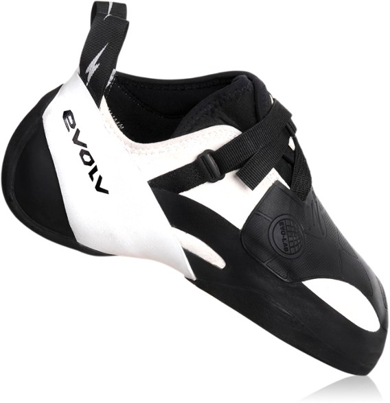Zenist Pro climbing shoes from the side showcasing the EvoWrap technology.