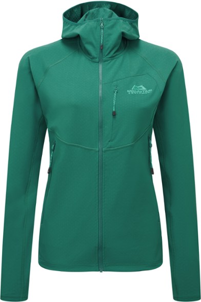 Side view of the Summit Shield Women's Wind-Resistant Jacket in action during a hike.